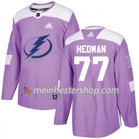 Tampa Bay Lightning Victor Hedman 77 Adidas 2017-2018 Lila Fights Cancer Practice Trikot Authentic - Herren